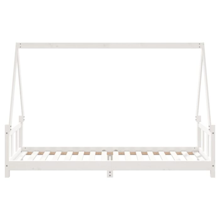 Cadre de lit pour enfants blanc 90x200 cm bois de pin massif – Image 3