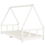 Cadre de lit pour enfants blanc 90x200 cm bois de pin massif – Image 4