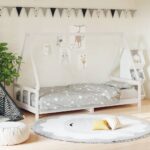 Cadre de lit pour enfants blanc 90x200 cm bois de pin massif