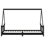 Cadre de lit pour enfants noir 90x200 cm bois de pin massif – Image 3