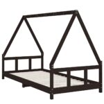 Cadre de lit pour enfants noir 90x200 cm bois de pin massif – Image 4