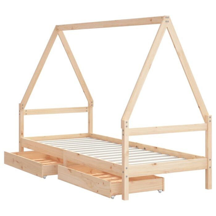 Cadre de lit pour enfants gris 80x200 cm bois de pin massif – Image 2