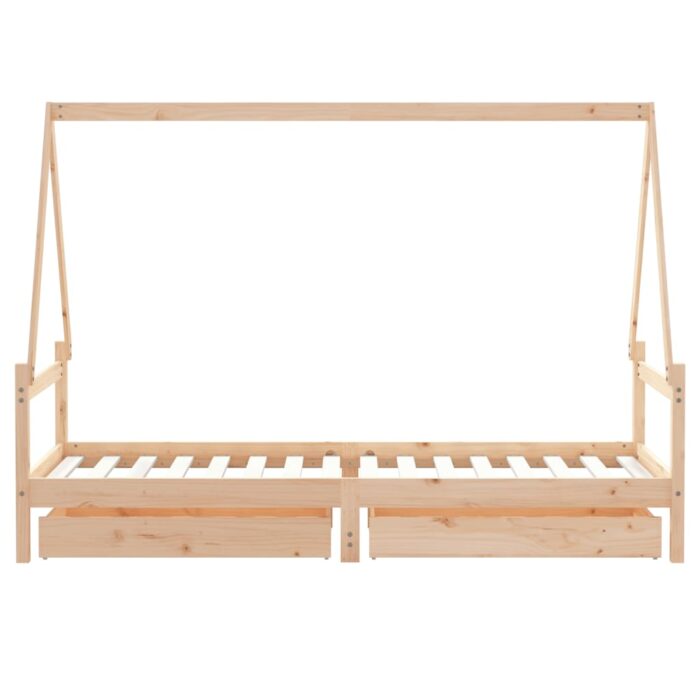 Cadre de lit pour enfants gris 80x200 cm bois de pin massif – Image 4