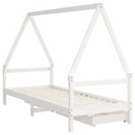 Cadre de lit enfant tiroirs blanc 90x200 cm bois de pin massif – Image 5