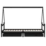 Cadre de lit enfant avec tiroirs noir 90x200 cm bois pin massif – Image 4