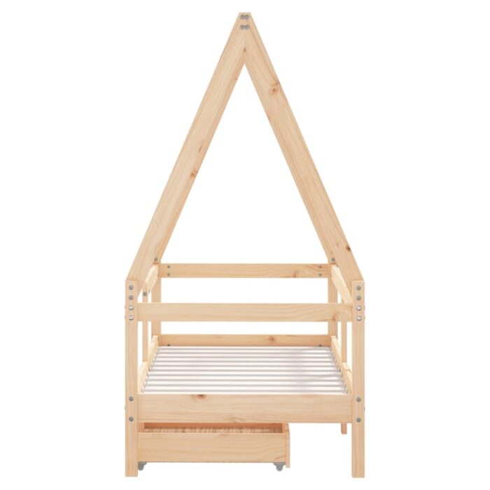 Cadre de lit enfant avec tiroirs 70x140 cm bois de pin massif – Image 3