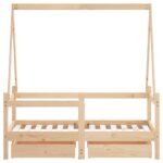 Cadre de lit enfant avec tiroirs 70x140 cm bois de pin massif – Image 4
