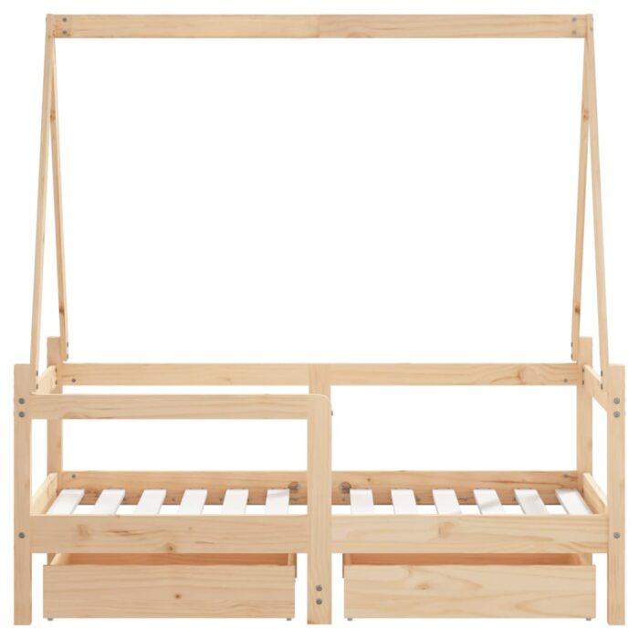 Cadre de lit enfant avec tiroirs 70x140 cm bois de pin massif – Image 4