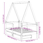 Cadre de lit enfant avec tiroirs 70x140 cm bois de pin massif – Image 9