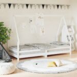 Cadre de lit pour enfants blanc 80x200 cm bois de pin massif