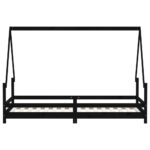 Cadre de lit pour enfants noir 80x200 cm bois de pin massif – Image 3