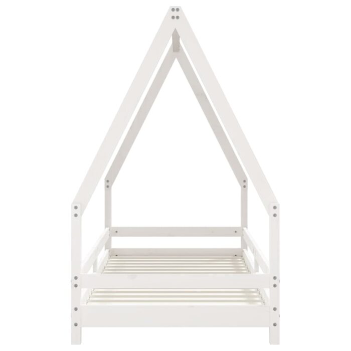 Cadre de lit pour enfants blanc 90x200 cm bois de pin massif – Image 2