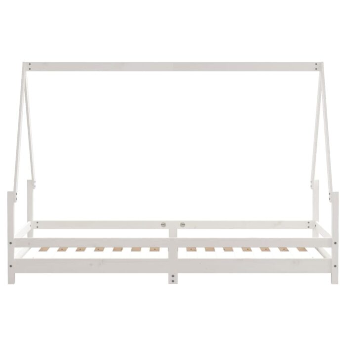 Cadre de lit pour enfants blanc 90x200 cm bois de pin massif – Image 3