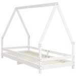 Cadre de lit pour enfants blanc 90x200 cm bois de pin massif – Image 4