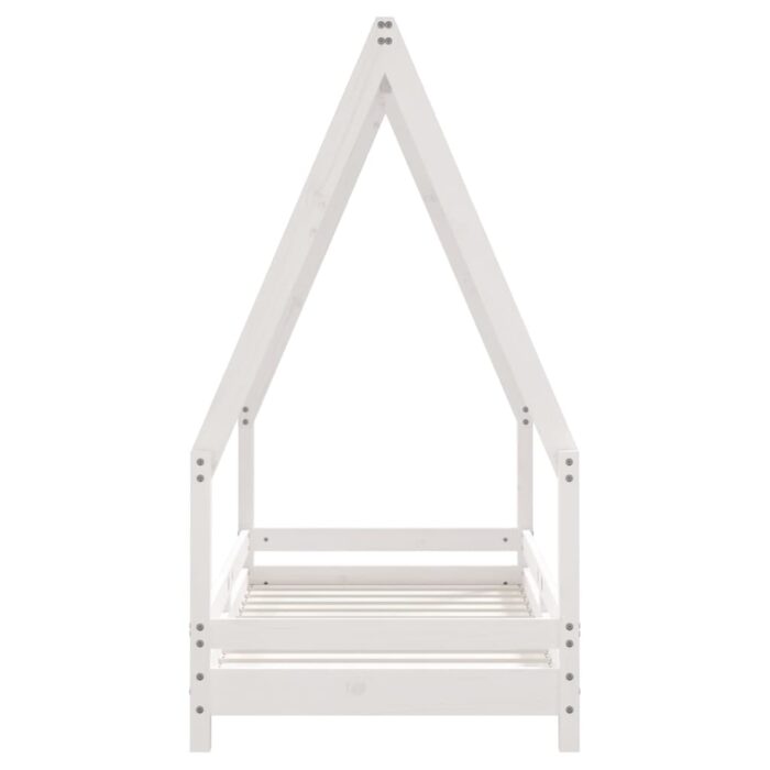 Cadre de lit pour enfant blanc 70x140 cm bois de pin massif – Image 2