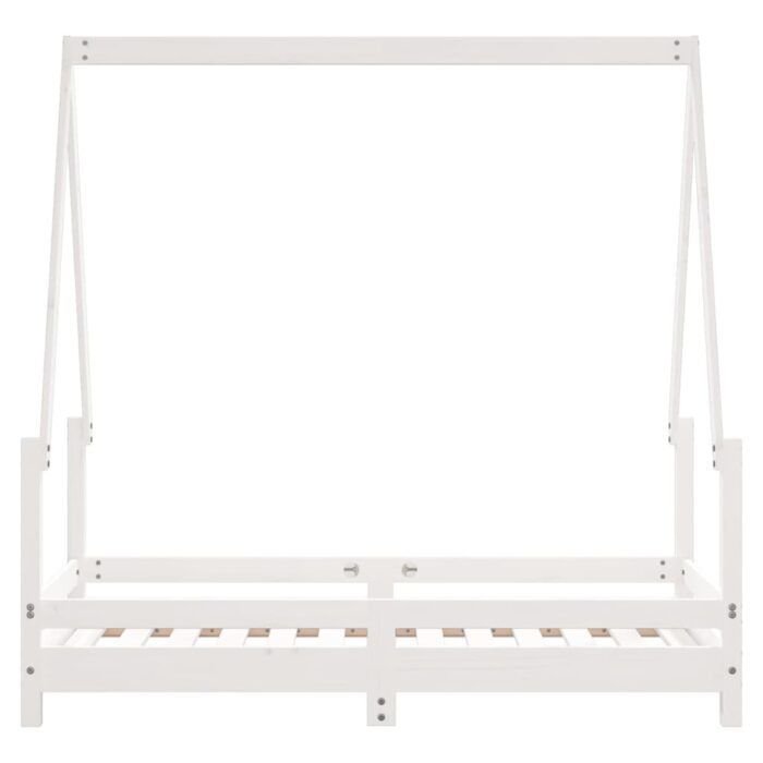 Cadre de lit pour enfant blanc 70x140 cm bois de pin massif – Image 3