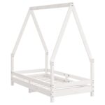 Cadre de lit pour enfant blanc 70x140 cm bois de pin massif – Image 4