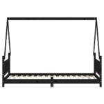 Cadre de lit pour enfants noir 80x200 cm bois de pin massif – Image 2