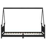 Cadre de lit pour enfants noir 90x200 cm bois de pin massif – Image 2
