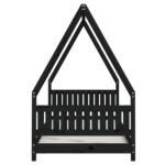 Cadre de lit pour enfants noir 90x200 cm bois de pin massif – Image 3