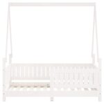 Cadre de lit pour enfant blanc 70x140 cm bois de pin massif – Image 2