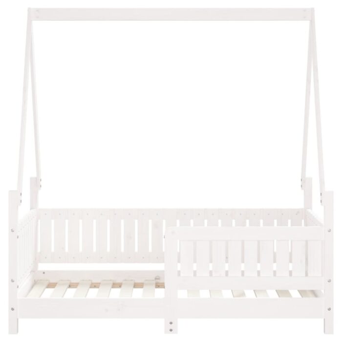 Cadre de lit pour enfant blanc 70x140 cm bois de pin massif – Image 2