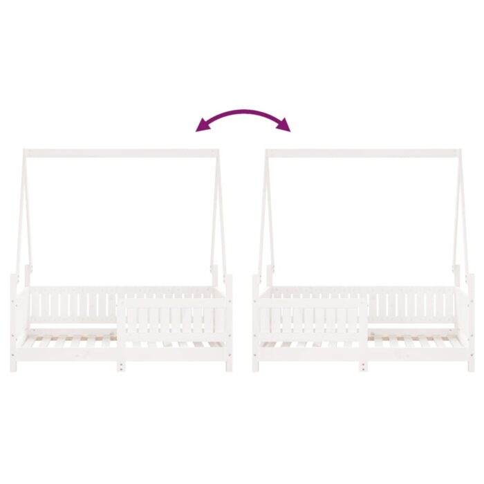 Cadre de lit pour enfant blanc 70x140 cm bois de pin massif – Image 6
