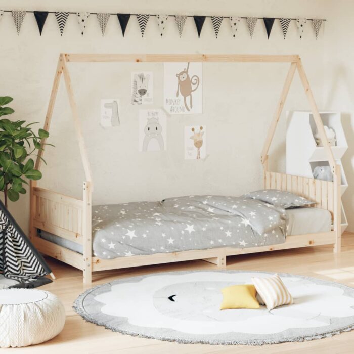 Cadre de lit pour enfant 90x190 cm Bois de pin massif – Image 1