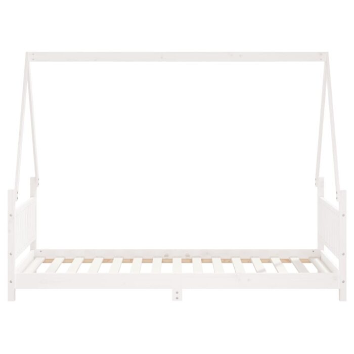 Cadre de lit pour enfants blanc 90x190 cm bois de pin massif – Image 2