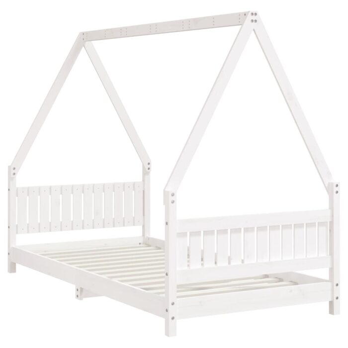 Cadre de lit pour enfants blanc 90x190 cm bois de pin massif – Image 4