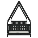 Cadre de lit pour enfants noir 90x190 cm bois de pin massif – Image 3