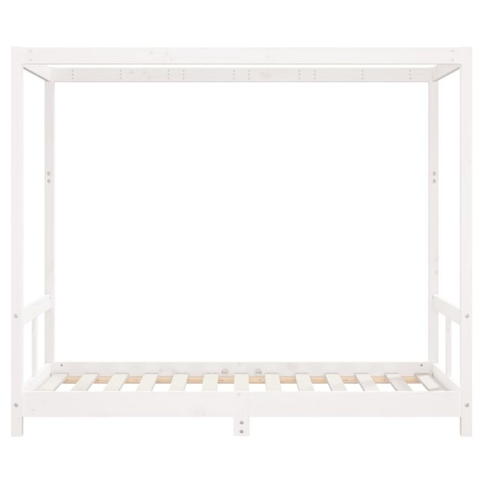 Cadre de lit pour enfant blanc 80x160 cm bois de pin massif – Image 2