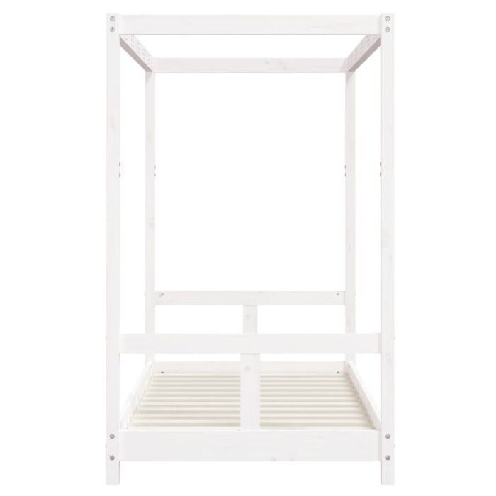 Cadre de lit pour enfant blanc 80x160 cm bois de pin massif – Image 3