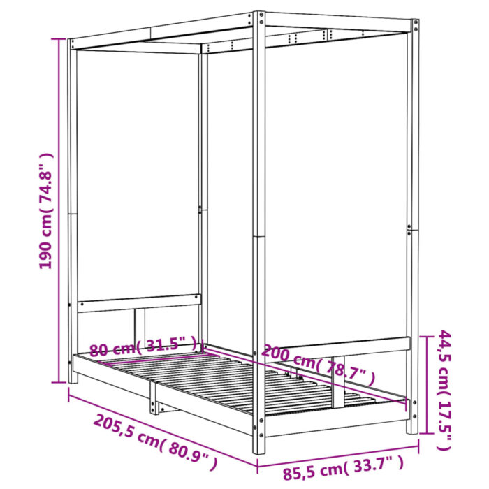 Cadre de lit pour enfants 80x200 cm bois de pin massif – Image 7