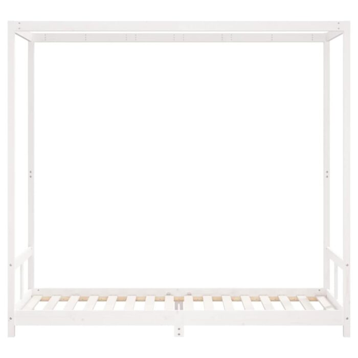Cadre de lit pour enfants blanc 80x200 cm bois de pin massif – Image 2
