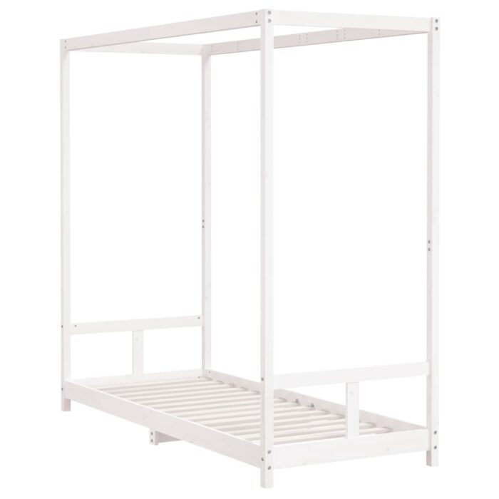Cadre de lit pour enfants blanc 80x200 cm bois de pin massif – Image 4