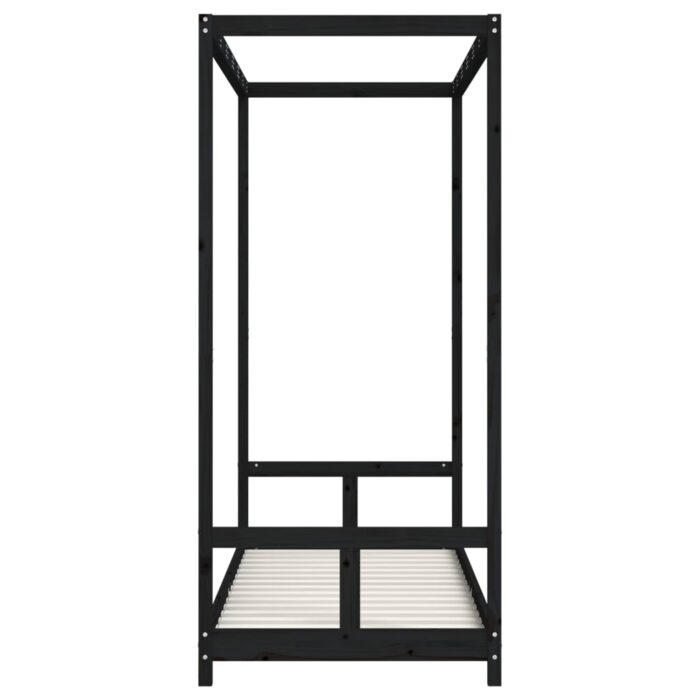 Cadre de lit pour enfants noir 80x200 cm bois de pin massif – Image 3