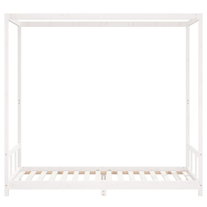 Cadre de lit pour enfants blanc 90x200 cm bois de pin massif – Image 2