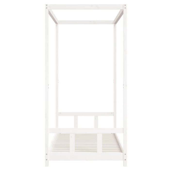 Cadre de lit pour enfants blanc 90x200 cm bois de pin massif – Image 3