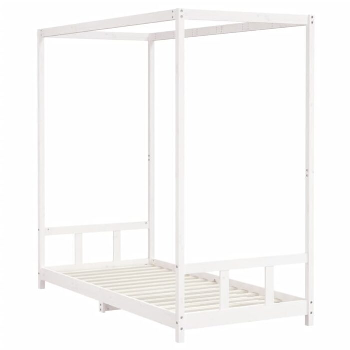 Cadre de lit pour enfants blanc 90x200 cm bois de pin massif – Image 4