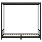 Cadre de lit pour enfants noir 90x200 cm bois de pin massif – Image 2