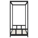 Cadre de lit pour enfants noir 90x200 cm bois de pin massif – Image 3