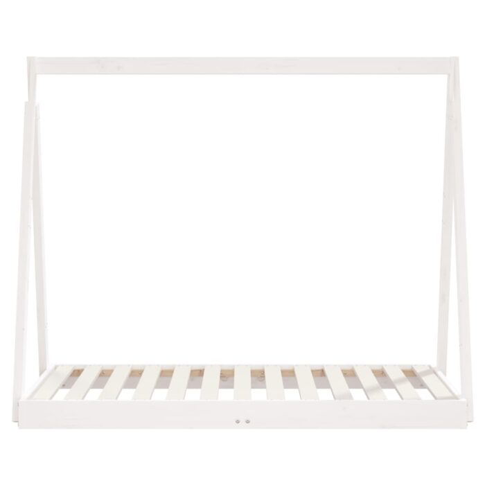 Cadre de lit pour enfant blanc 70x140 cm bois de pin massif – Image 2