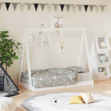Cadre de lit pour enfant blanc 70x140 cm bois de pin massif