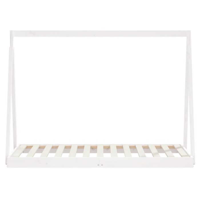 Cadre de lit pour enfant blanc 80x160 cm bois de pin massif – Image 2