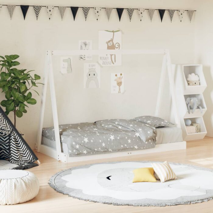 VXL8720845445508_m_en_hd_1.jpg Cadre de lit pour enfant blanc 80x160 cm bois de pin massif – Image 1
