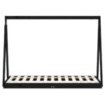 Cadre de lit pour enfant noir 80x160 cm bois de pin massif – Image 2