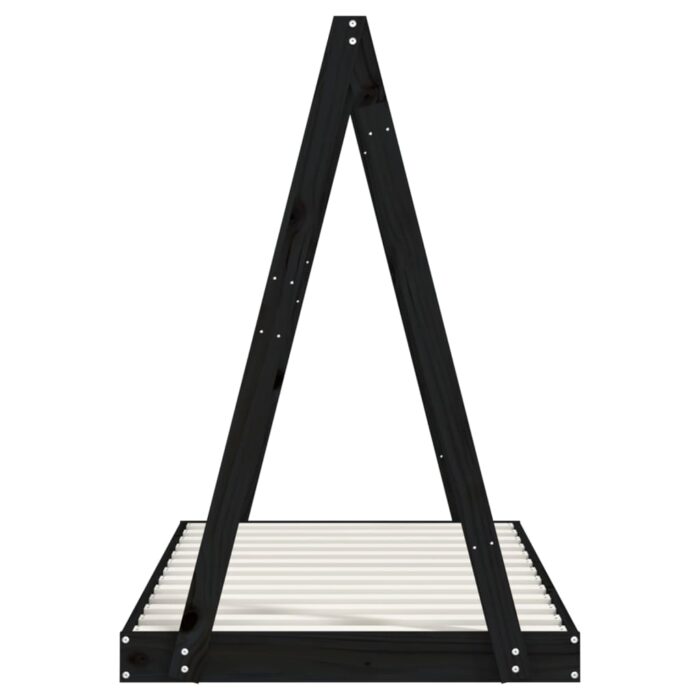 Cadre de lit pour enfant noir 80x160 cm bois de pin massif – Image 3
