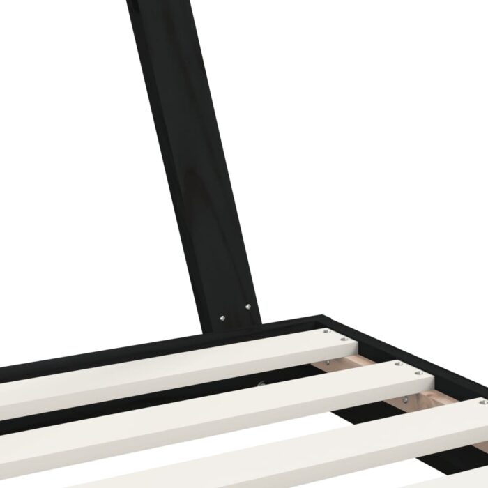 Cadre de lit pour enfant noir 80x160 cm bois de pin massif – Image 5