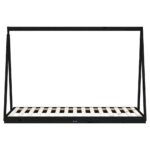 Cadre de lit pour enfants noir 90x190 cm bois de pin massif – Image 2